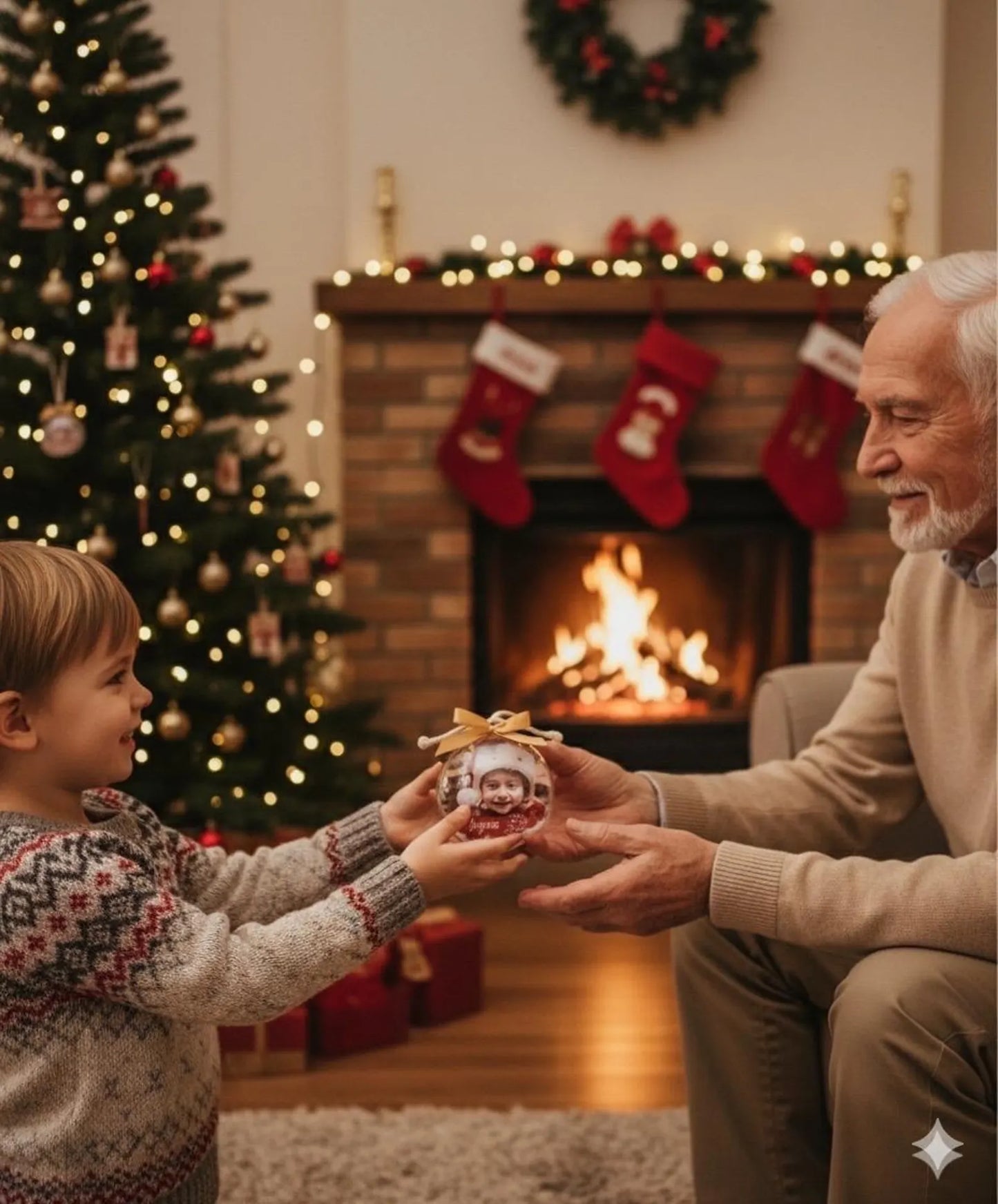 Boule de noël perdsonnalisée photo texte