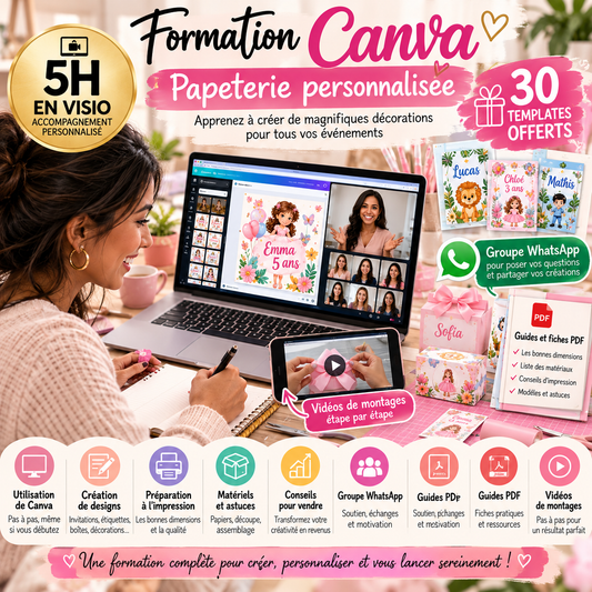 Formation Canva – Crée et vends ta papeterie personnalisée