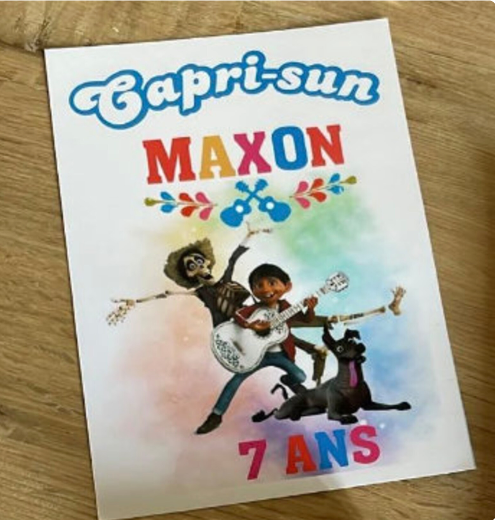 Étiquette pour capri-sun