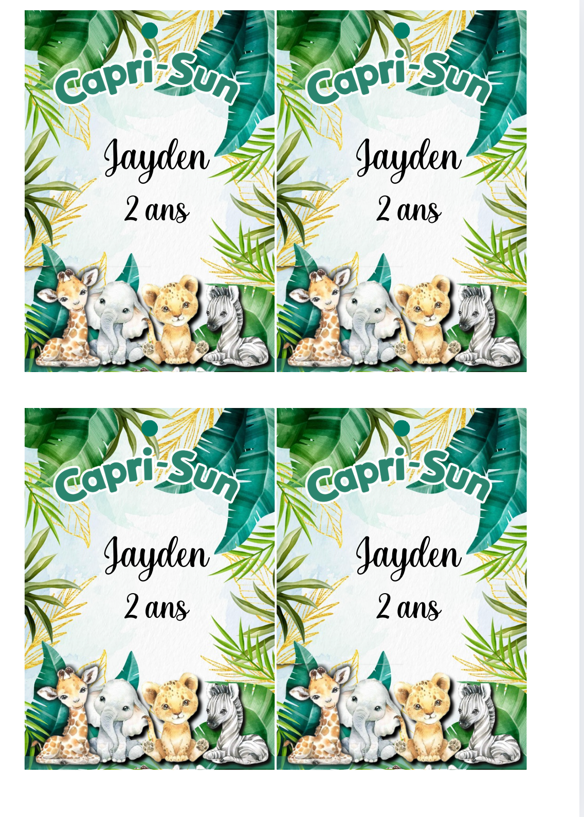 Templates Canva annimaux de la jungle