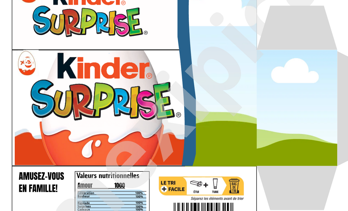 Template Boîte pour kinder surprise