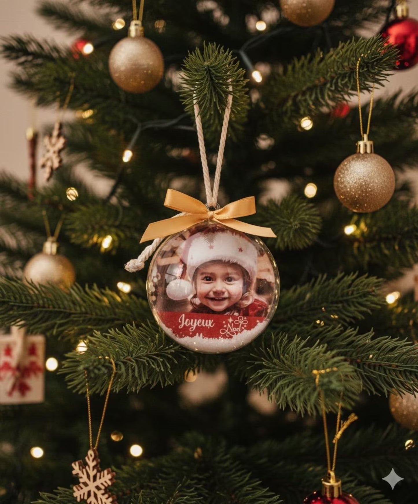 Boule de noël perdsonnalisée photo texte